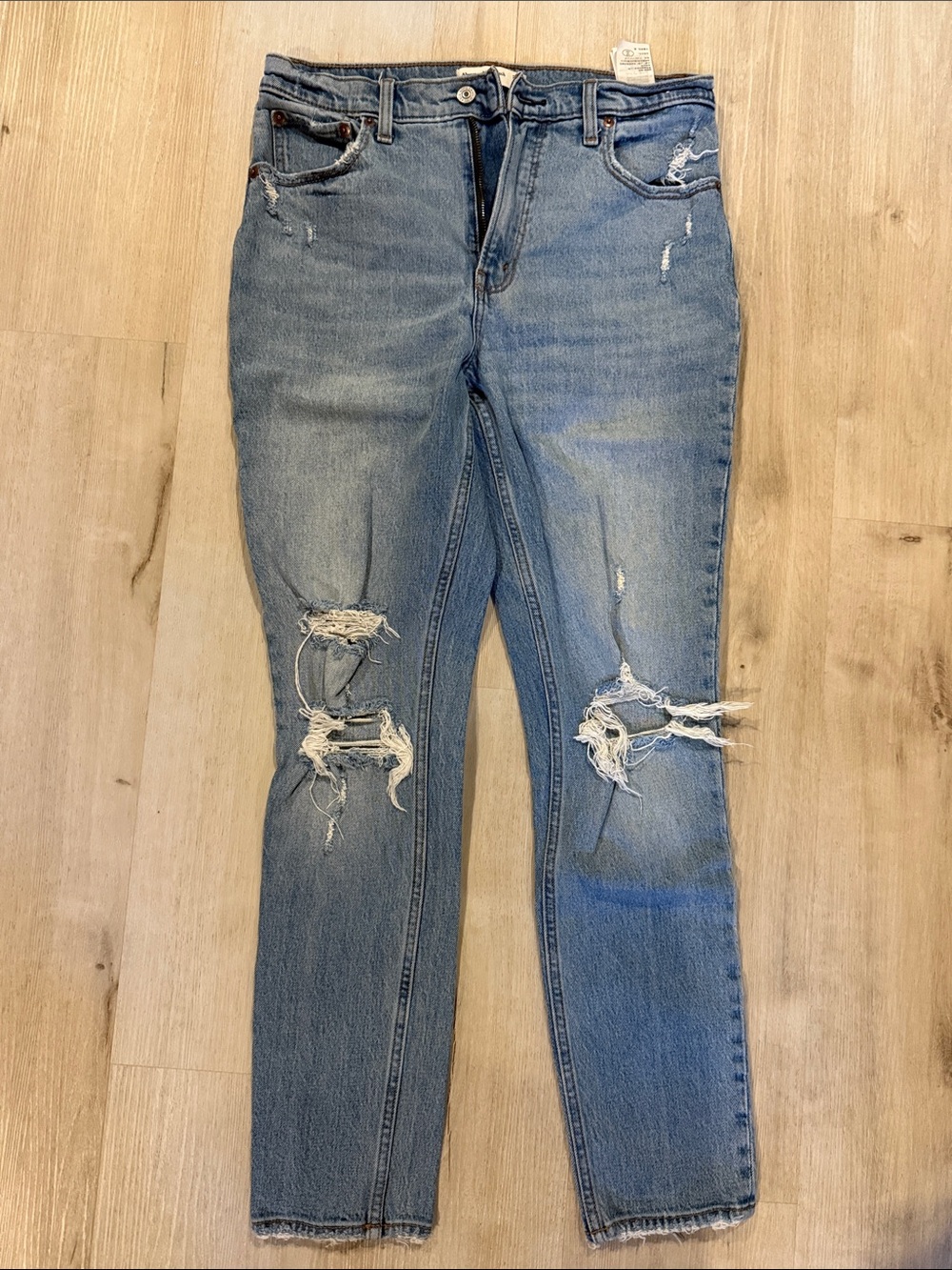 Abercrombie & Fitch Light Blue Distressed Skinny Jeans